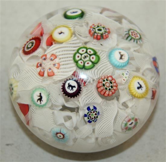 A mid 19th century Baccarat spaced millefiori paperweight, c.1848, 7cm